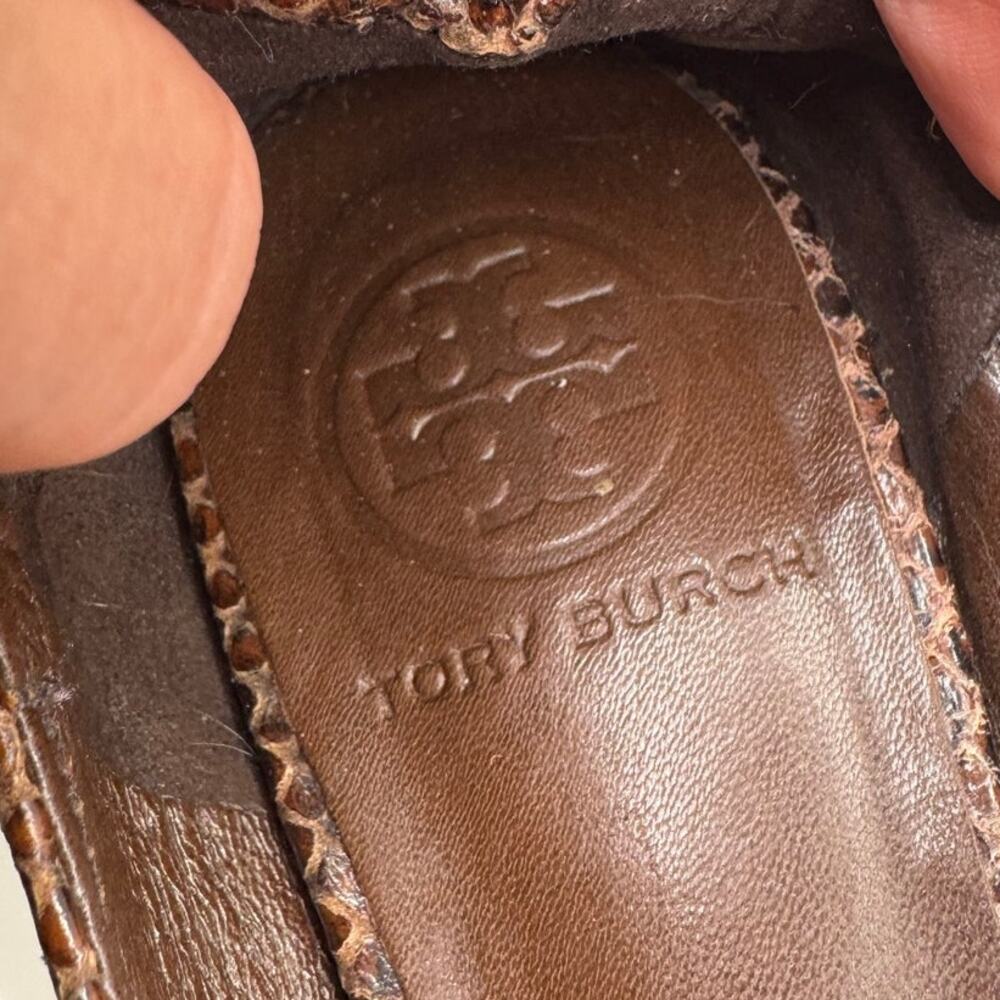 Tory Burch Reva Ballet Flats Brown Snakeskin Size 8 - Picture 8 of 9